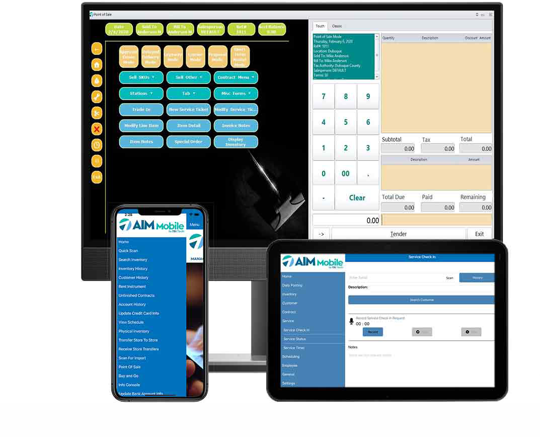 POS screen and vacuum inventory entry screen